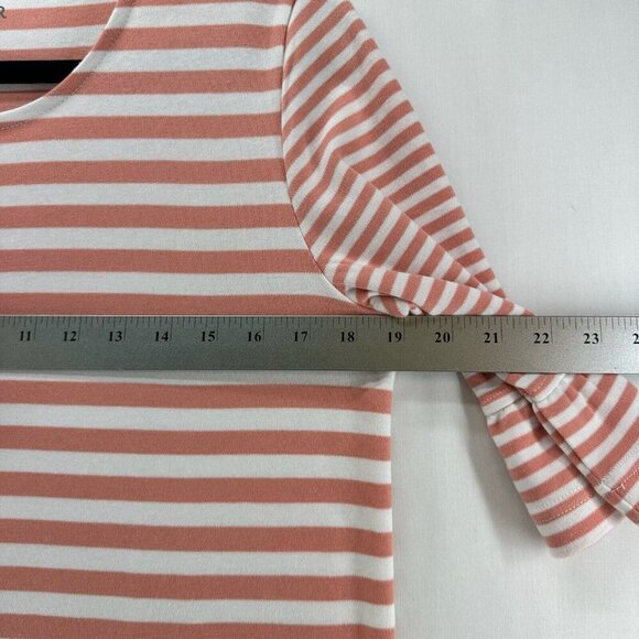 Blair Top Womens Sz S Striped Round Neck Ruffled Elbow Sleeve Orange - Picture 9 of 11
